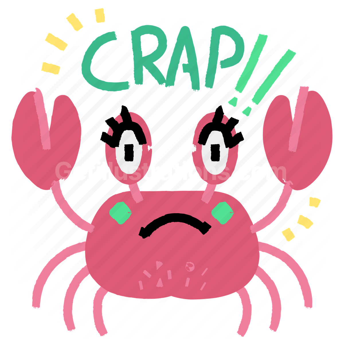 crap, crab, animal, sticker, character, face, smiley